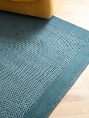 Teal Blue Border Rug - Image 5 of 7