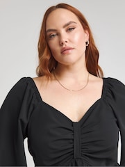 Simply Be Black Bow Front Long Sleeve Blouse - Image 3 of 3