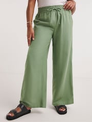 Simply Be Green Linen Mix Wide Leg Trousers - Image 2 of 4