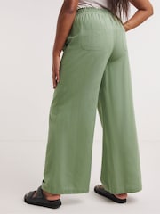 Simply Be Green Linen Mix Wide Leg Trousers - Image 3 of 4