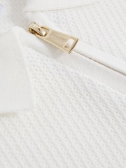 Reiss White Ivor 9-13 yrs Textured Quarter Zip Polo Shirt - Image 5 of 5