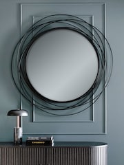 Black Extra Large Contemporary Round 120cm Wall Mirror - Image 1 of 5