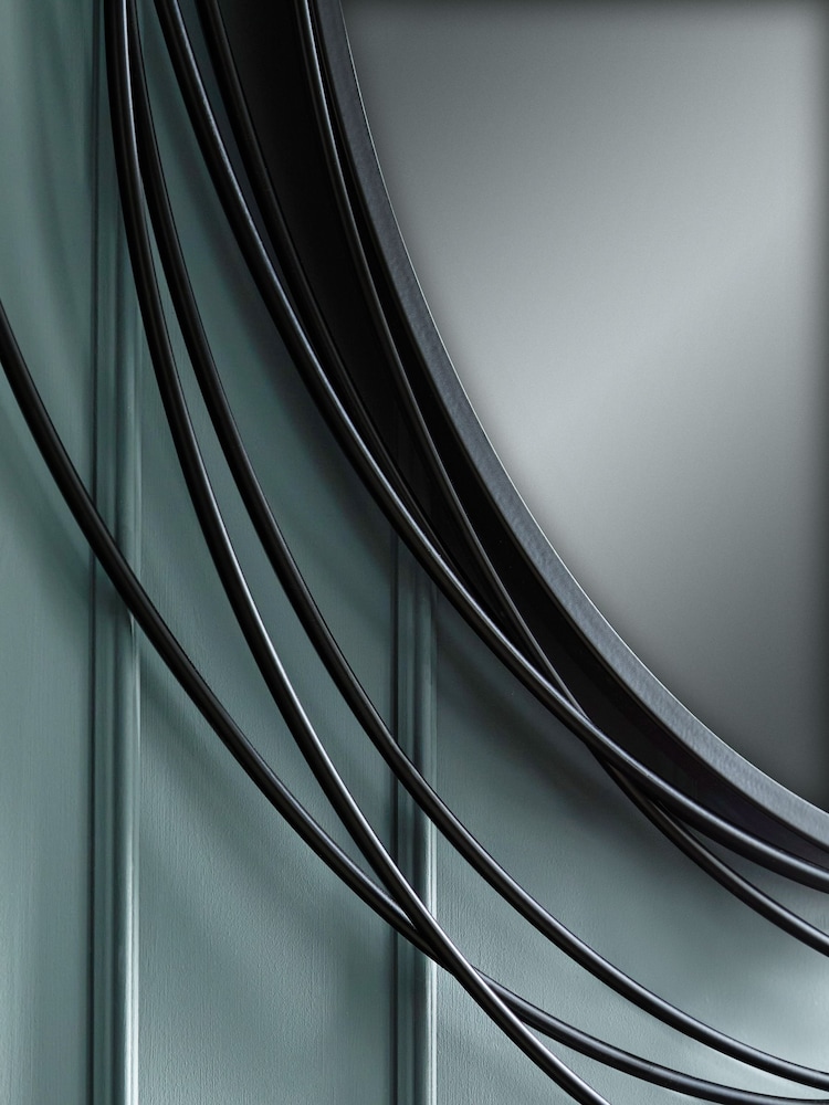 Black Extra Large Contemporary Round 120cm Wall Mirror - Image 2 of 5