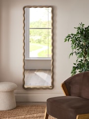 Natural Solid Wood Wavy Full Length Mirror - Image 2 of 6