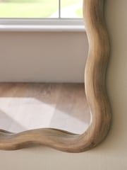 Natural Solid Wood Wavy Full Length Mirror - Image 3 of 6