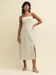 Nobodys Child Cream Stripe Maddy Midi Dress - Image 1 of 6