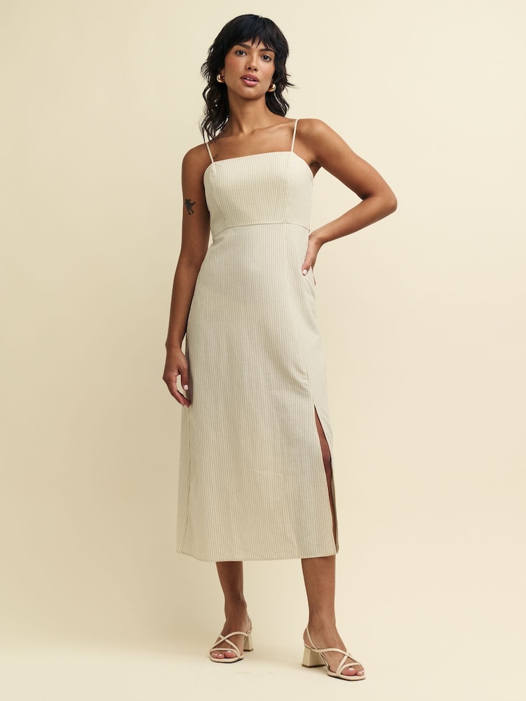 Nobodys Child Cream Stripe Maddy Midi Dress - Image 1 of 6