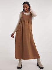 Simply Be Brown Microfibre Midi Dress - Image 1 of 4