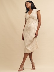 Nobody's Child Cream Lily Midi Dress - Image 1 of 4