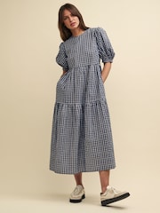 Nobodys Child Blue Gingham Check Rochelle Midaxi Dress - Image 5 of 10