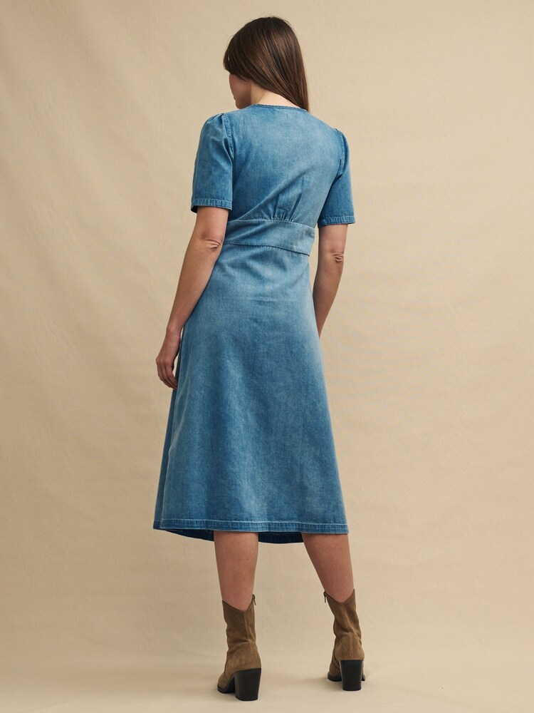 Nobodys Child Denim Blue Alexa Midi Plain Dress - Image 2 of 5
