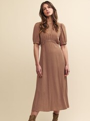 Nobody's Child Brown Geo Bonnie Kez Midi Dress - Image 1 of 5