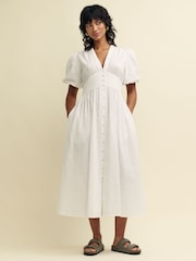 Nobody's Child Cream 100% Cotton Starlight Plain Midaxi Dress - Image 1 of 5