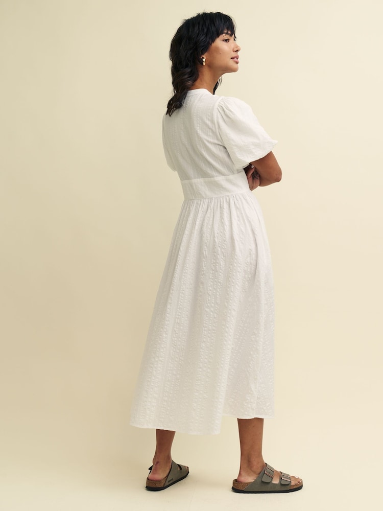 Nobody's Child Cream 100% Cotton Starlight Plain Midaxi Dress - Image 2 of 5