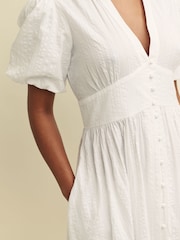 Nobody's Child Cream 100% Cotton Starlight Plain Midaxi Dress - Image 4 of 5
