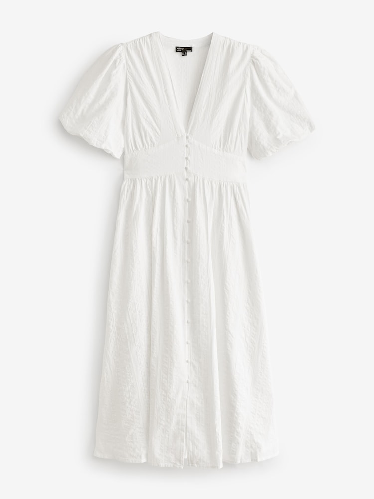 Nobody's Child Cream 100% Cotton Starlight Plain Midaxi Dress - Image 5 of 5