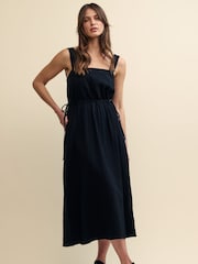 Nobodys Child Zainub Plain Black Midi Dress - Image 3 of 6