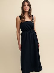 Nobodys Child Zainub Plain Black Midi Dress - Image 4 of 6