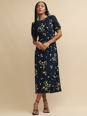 Nobodys Child Clover Paris Floral Midi Black Dress - Image 3 of 4