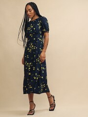 Nobodys Child Clover Paris Floral Midi Black Dress - Image 4 of 4