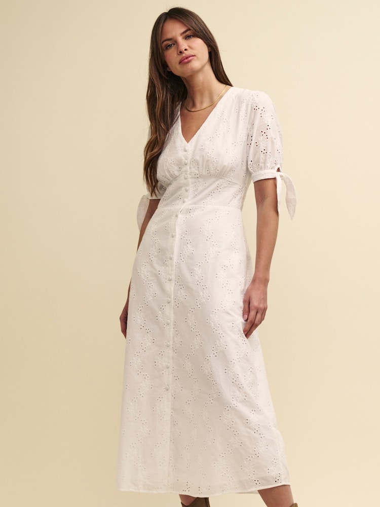 Nobody's Child White Plain Alexis Midi Dress - Image 1 of 4