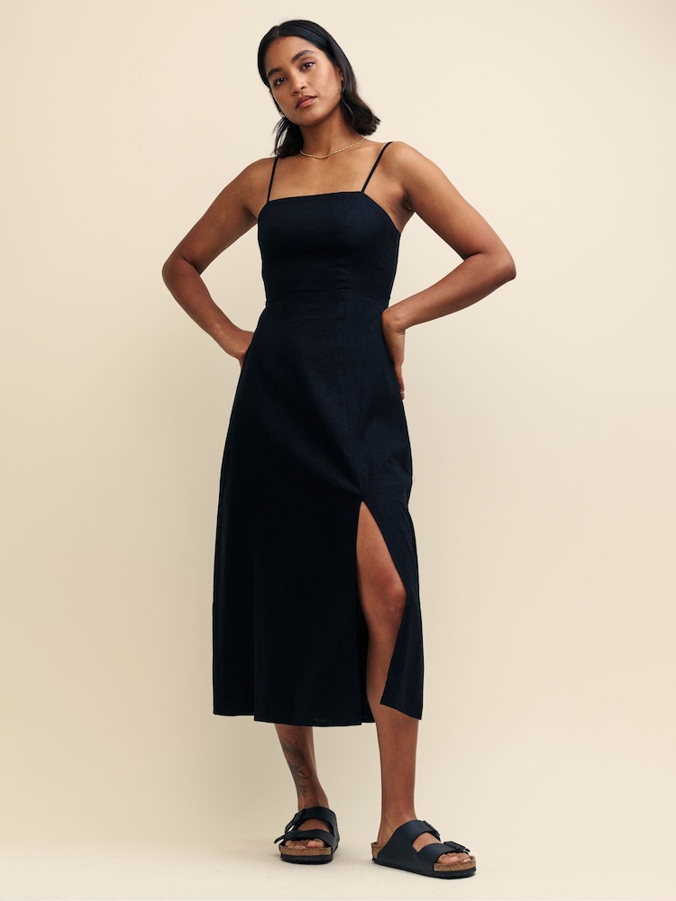 Nobody's Child Black Plain Maddy Midi Dress - Image 1 of 4