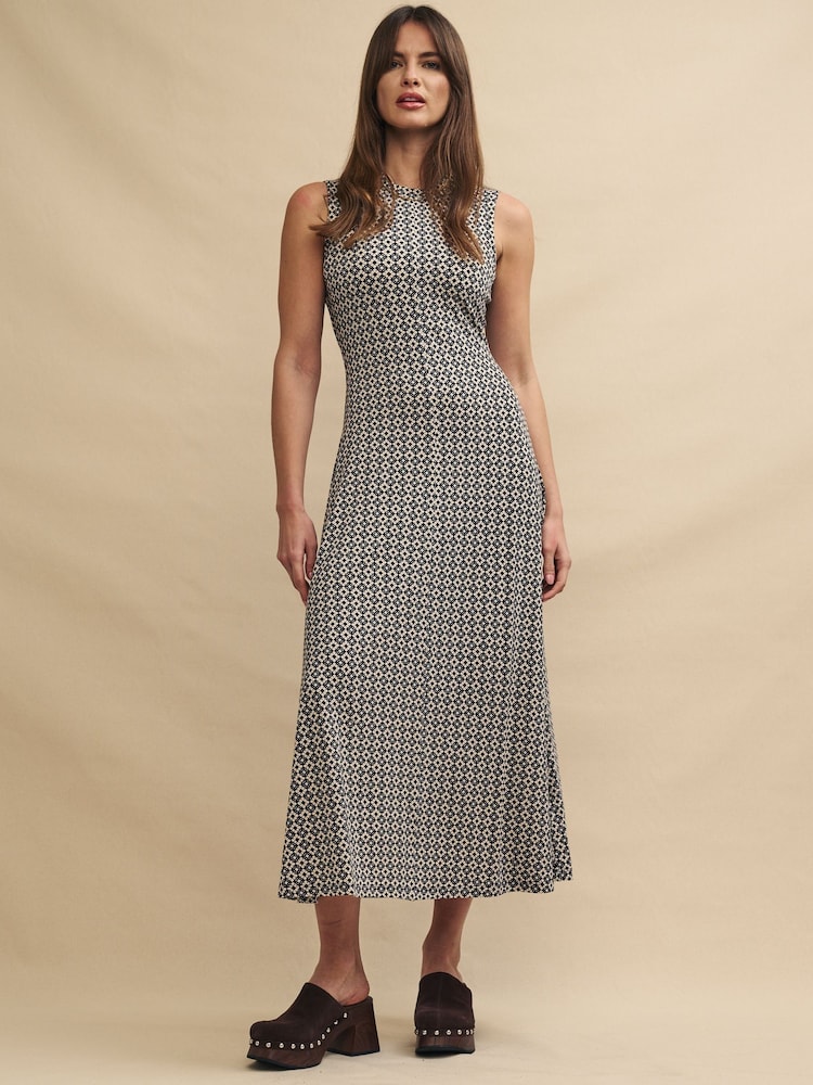 Nobodys Child Black Denver Mirella Micro Geo Midi Dress - Image 1 of 4