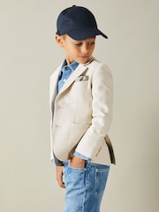 Reiss Stone Aphrodite 9-13 yrs Slub Check Single Breasted Blazer - Image 1 of 4