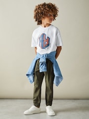 Reiss Optic White Luka 9-13 yrs Oversized Cotton Graffiti Print Crew Neck T-Shirt - Image 3 of 4