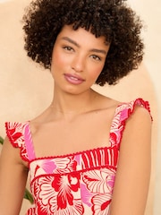 Love & Roses Pink Floral Square Neck Ruffle Cami - Image 2 of 4