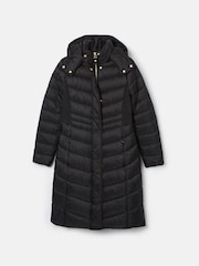 Joules Pembury Black Showerproof Longline Padded Coat With Hood - Image 7 of 7
