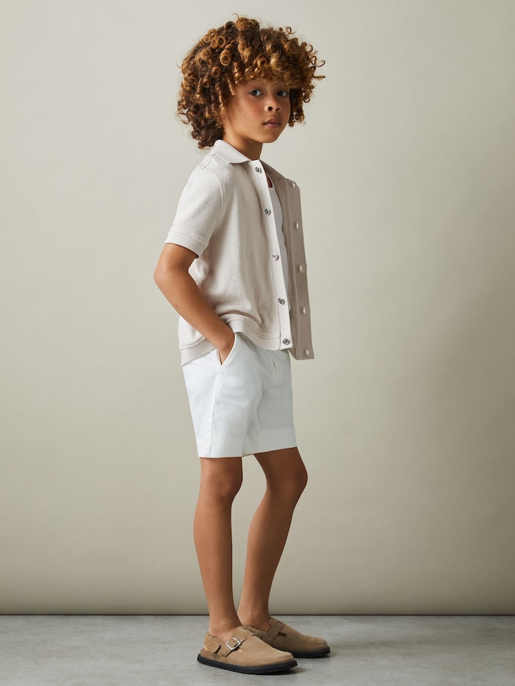 Reiss Off White Eden 3-9 yrs Towelling Cuban Collar Shirt - Image 1 of 1