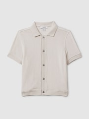 Reiss Off White Eden 3-9 yrs Towelling Cuban Collar Shirt - Image 1 of 3