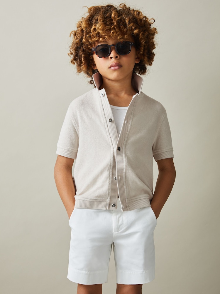 Reiss Off White Eden 3-9 yrs Towelling Cuban Collar Shirt - Image 3 of 3