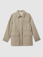 Reiss Neutral Brooklyn Cotton Canvas Drawstring Waist Overshirt - Image 2 of 6