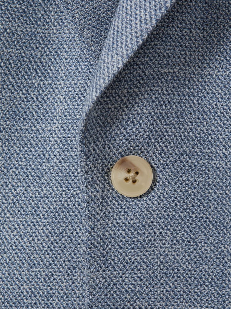 Reiss Soft Blue Aphrodite 9-13 yrs Slub Check Single Breasted Blazer - Image 4 of 4