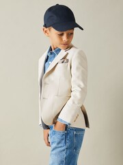 Reiss Stone Aphrodite 13-14 yrs Slub Check Single Breasted Blazer - Image 3 of 4