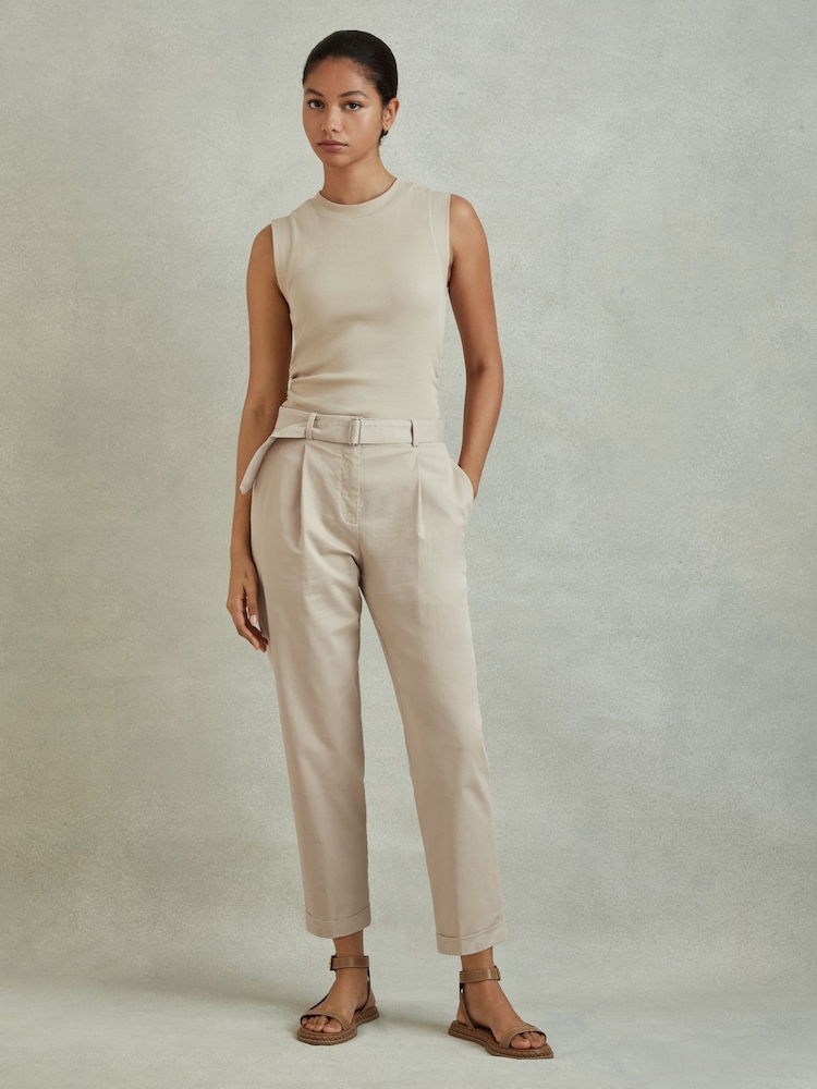 Reiss Hutton Cropped Hose mit Gürtel aus Baumwollmischung - Bild 1 von 5