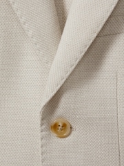 Reiss Stone Aphrodite 3-9 yrs Slub Check Single Breasted Blazer - Image 4 of 4