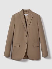 Reiss Taupe Hope Single Breasted Cotton Blazer - Image 2 of 6