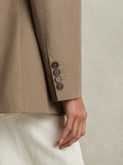 Reiss Taupe Hope Single Breasted Cotton Blazer - Image 4 of 6