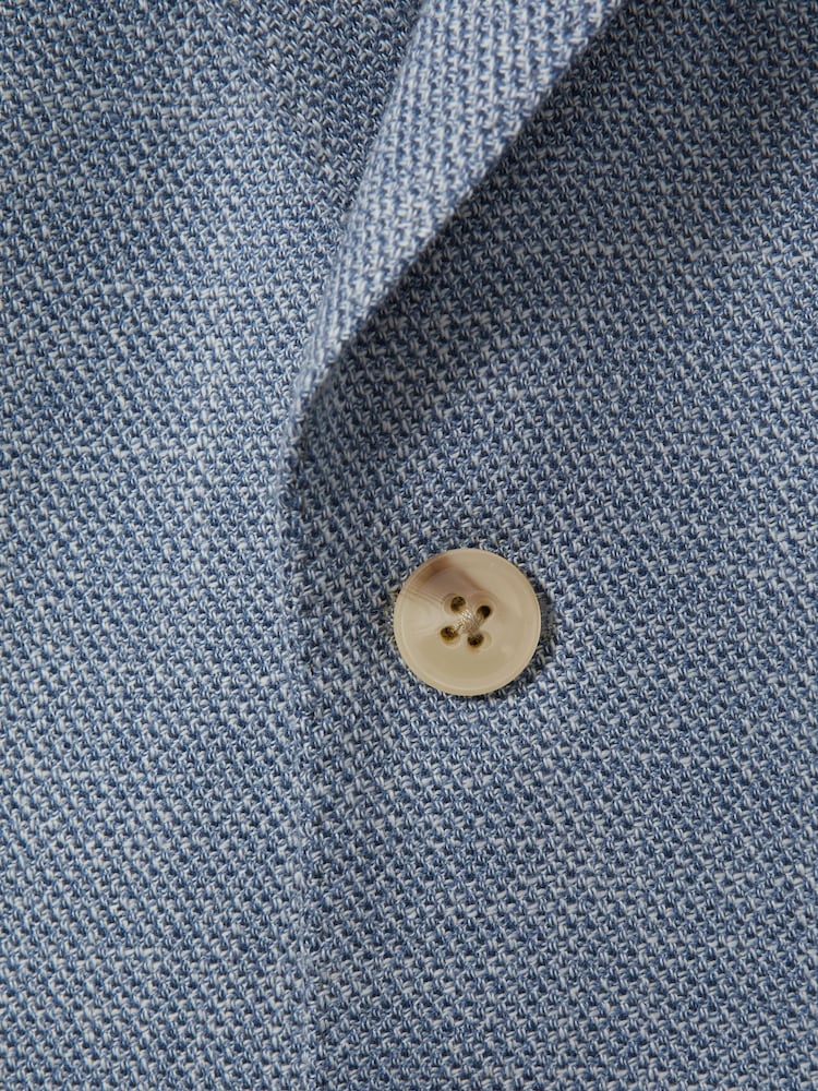 Reiss Soft Blue Aphrodite 3-9 yrs Slub Check Single Breasted Blazer - Image 4 of 4