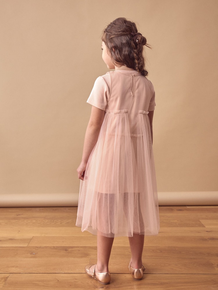 Pink Mesh T-Shirt Dress (3-16yrs) - Image 2 of 6