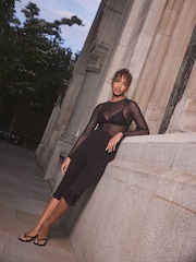 self. Black Sparkle Long Sleeve Mesh Body - Image 3 of 9