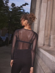 self. Black Sparkle Long Sleeve Mesh Body - Image 4 of 9