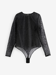 self. Black Sparkle Long Sleeve Mesh Body - Image 7 of 9