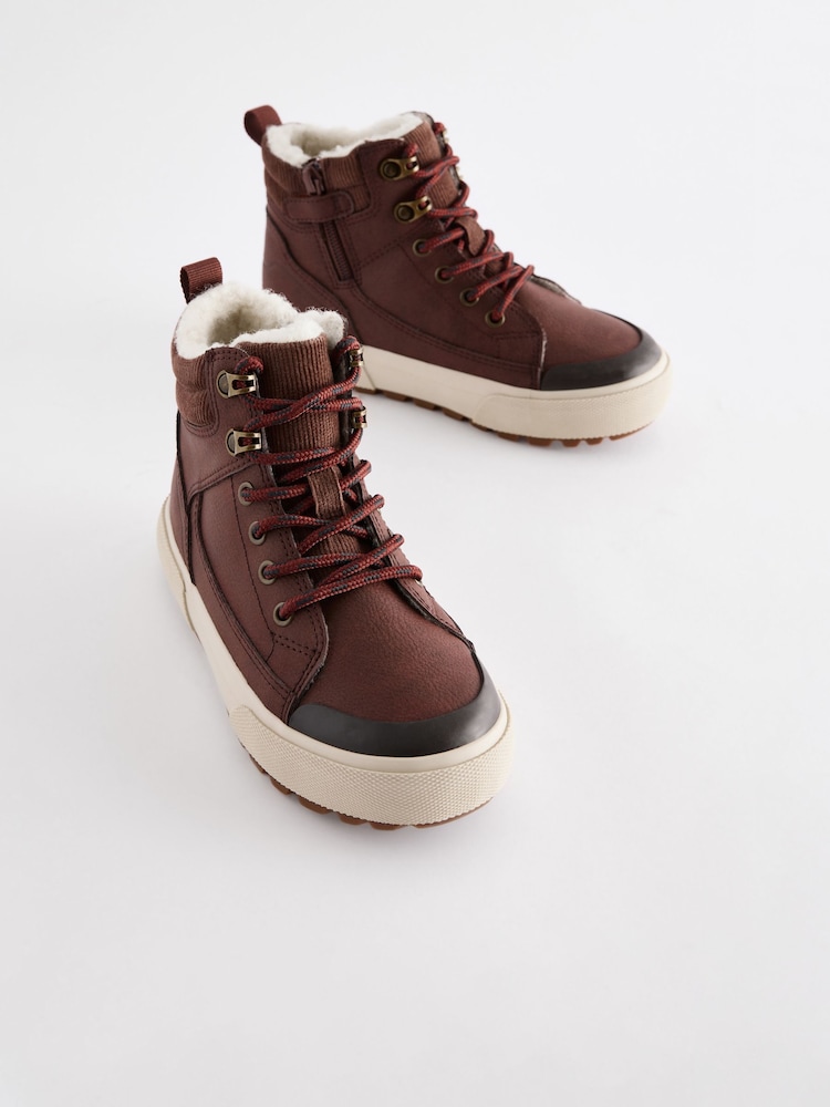 Tan Brown Standard Fit (F) Warm Lined High Top Boots - Image 1 of 6