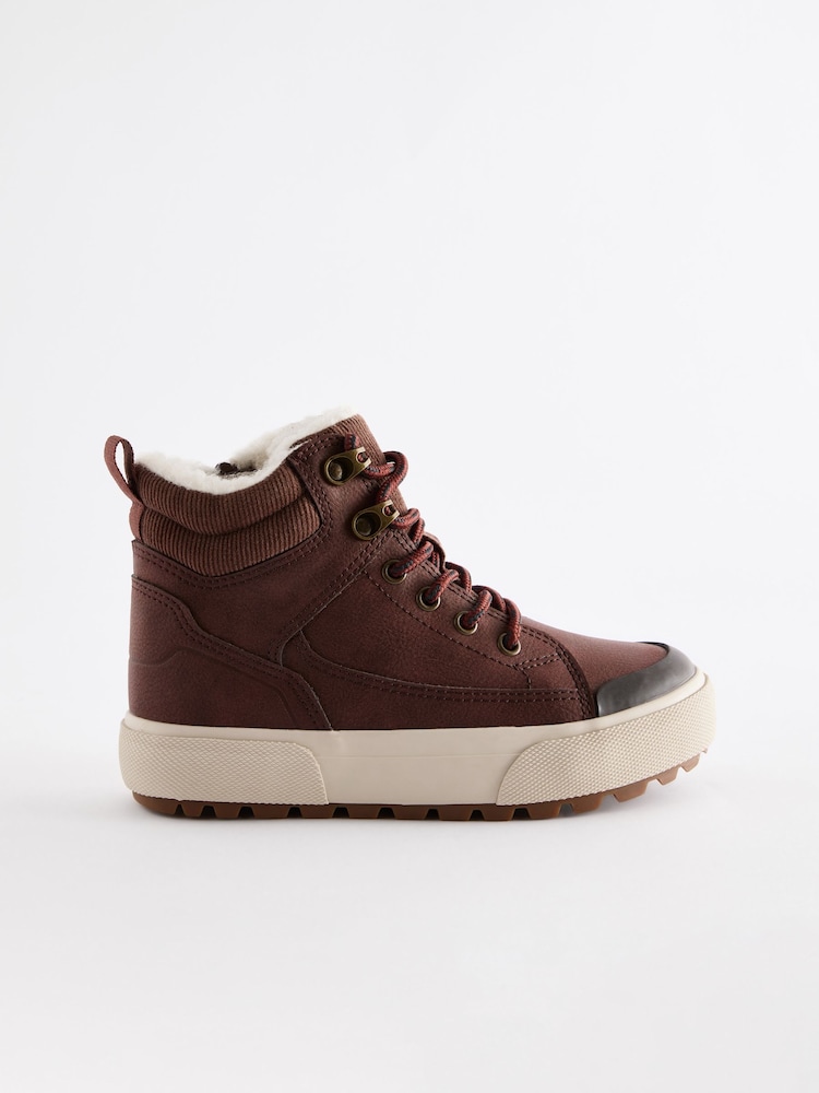 Tan Brown Standard Fit (F) Warm Lined High Top Boots - Image 2 of 6