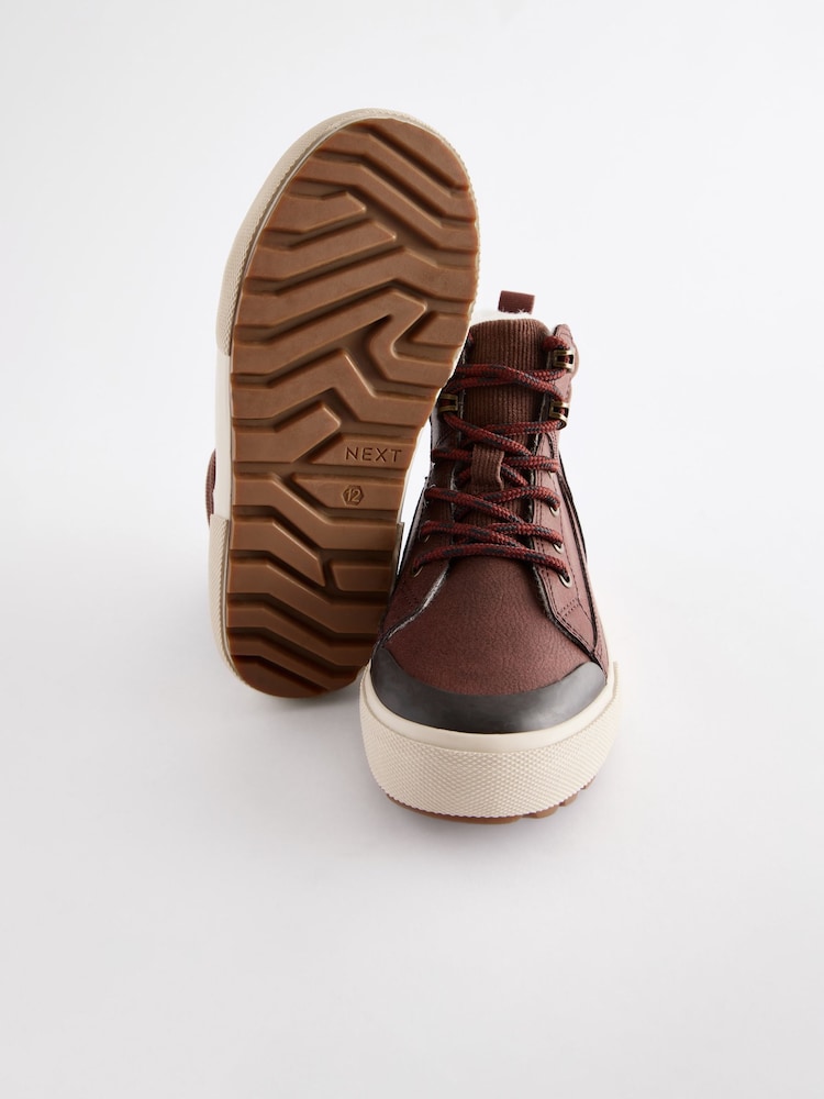 Tan Brown Standard Fit (F) Warm Lined High Top Boots - Image 6 of 6