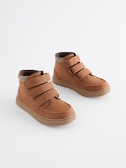 Tan Brown Wide Fit (G) 3 Strap Touch Fastening Smart Ankle Boots - Image 1 of 5